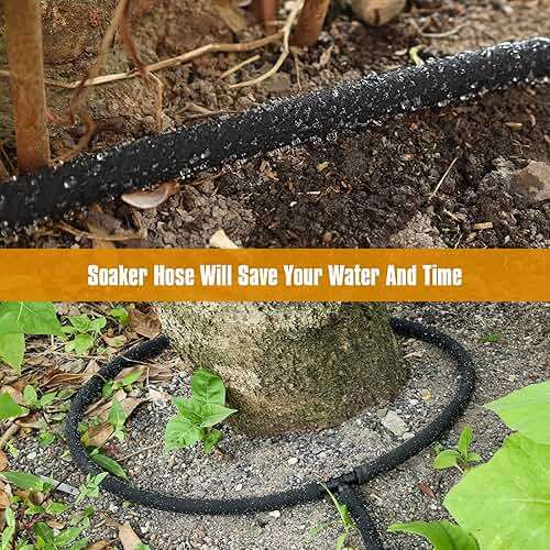 Soaker Hose 25FT 5/8" Diameter for Garden Beds Solid Brass Interface Irrigation Save 70% Water Heavy Duty Rubber Great for gardens/flower beds - Image 6