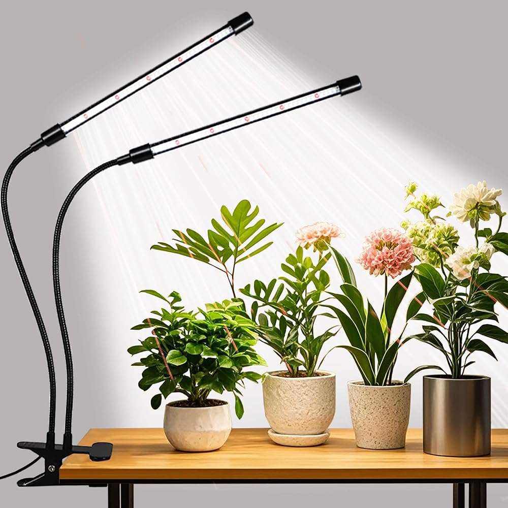 Grow Lights for Indoor Plants, Upgrade 84 LEDs Clip Plant Lights, Full Spectrum LED Plant Growing Lamps with Flexible Gooseneck, 3/9/12H Timer, 3 Spectral Modes, 10 Dimmable Levels (2 Head 1 Pack) - Image 1
