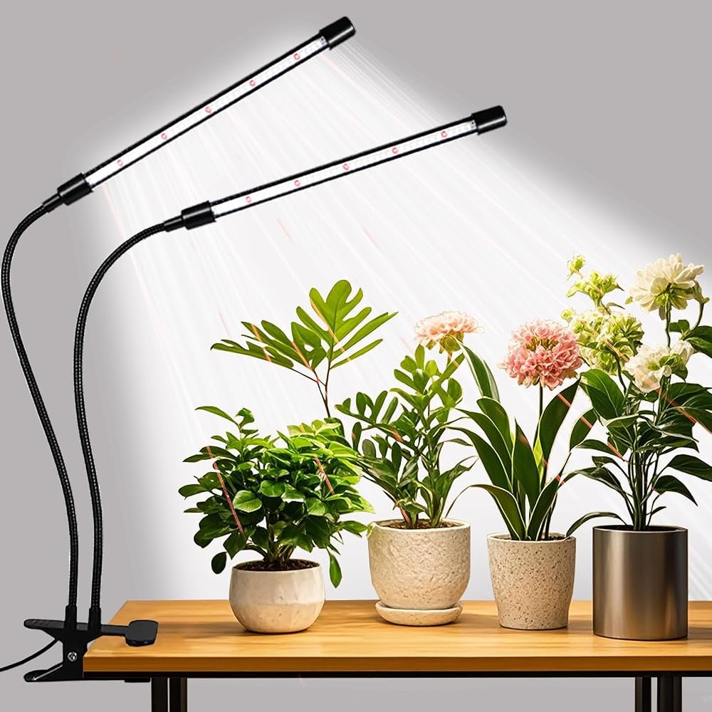 Grow Lights for Indoor Plants, Upgrade 84 LEDs Clip Plant Lights, Full Spectrum LED Plant Growing Lamps with Flexible Gooseneck, 3/9/12H Timer, 3 Spectral Modes, 10 Dimmable Levels (2 Head 1 Pack) - Product Image