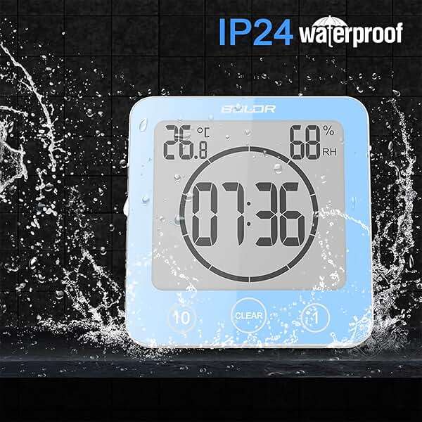 Digital Bathroom Shower Wall Clock Timer, LCD Digital Wall Clock with Suction Waterproof Temperature Humidity Gauge, Touch Screen Timer, Large Countdown Visual Timer Hanging Wall Clock - Image 7