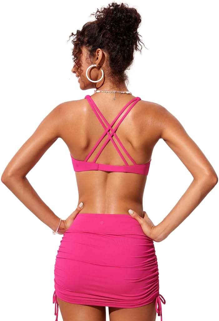 CRZ YOGA Twist Front Bikini Tops for Women - Padded V Neck Criss Cross Back Triangle Sexy Swim Bathing Suit - Image 2