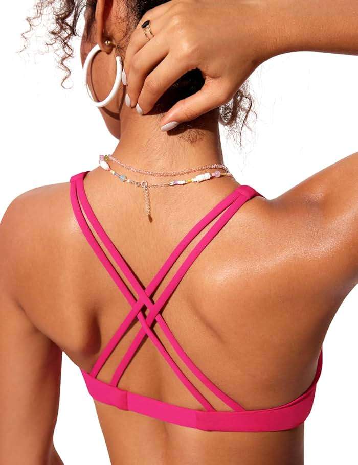 CRZ YOGA Twist Front Bikini Tops for Women - Padded V Neck Criss Cross Back Triangle Sexy Swim Bathing Suit - Image 4