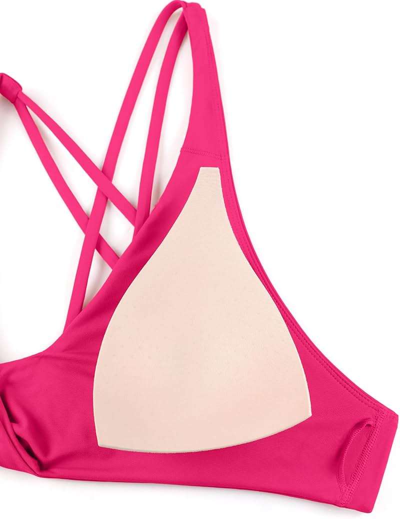 CRZ YOGA Twist Front Bikini Tops for Women - Padded V Neck Criss Cross Back Triangle Sexy Swim Bathing Suit - Image 5