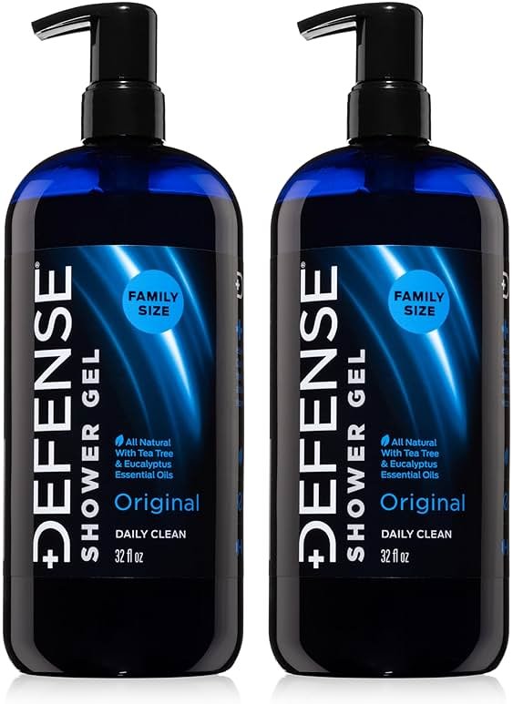 Defense Soap Tea Tree Body Wash | All Natural Organic Shower Soap for Athletes | Odor Control & Skin Fungal Protection for Sports, Post Workout & Recovery - 32 oz (Pack of 2) - Product Image