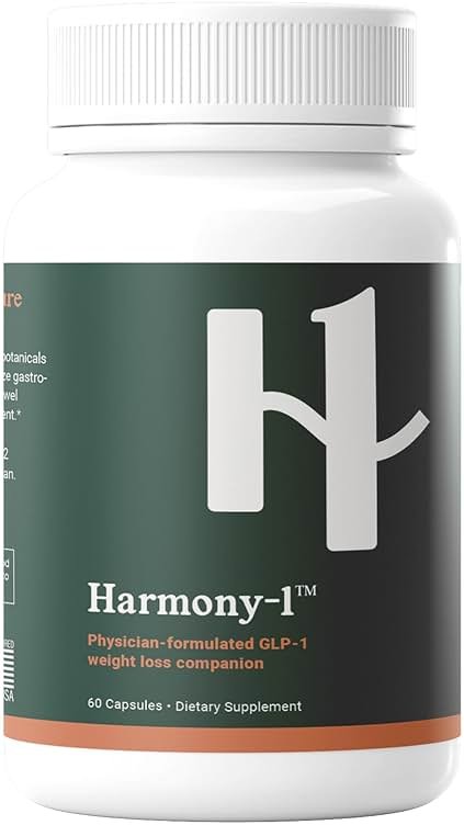 Harmony-1 Physician Formulated GLP-1 Digestive Support — Bloating, Nausea & Gut Discomfort Relief — Digestive Enzymes + Probiotics — GLP-1 Companion Supplement — 60 Capsules - Product Image