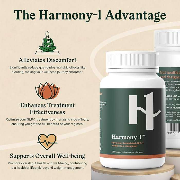 Harmony-1 Physician Formulated GLP-1 Digestive Support — Bloating, Nausea & Gut Discomfort Relief — Digestive Enzymes + Probiotics — GLP-1 Companion Supplement — 60 Capsules - Image 3
