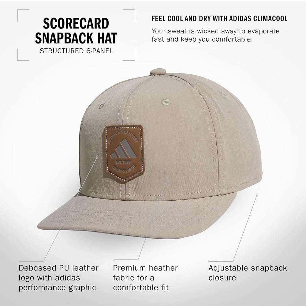 adidas Men's Scorecard High Crown Low Curve Brim Snapback Adjustable Fit Course Style Hat - Image 2