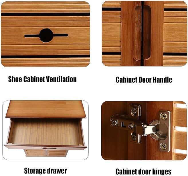 WUSILILU 5 Tier Shoe Cabinet with Drawer, Bamboo Shoe Cabinet Organizer with Door, Retro Entryway Shoe Storage Cabinet for Closet, Living Room, Bedroom, Hallway, Doorway - Image 4