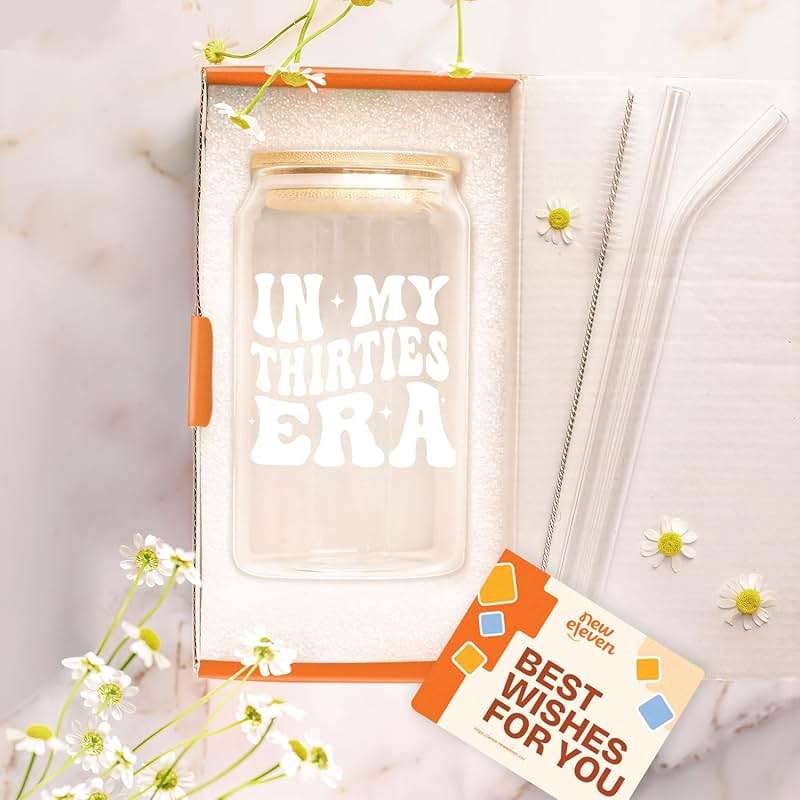NewEleven 30th Birthday Gifts For Women - 30s Birthday Decorations - 30 Year Old Gift For Her, Woman, Sister, Mom, Daughter, Best Friend - In My Thirties Era Glass - 16 Oz Coffee Glass - Image 2