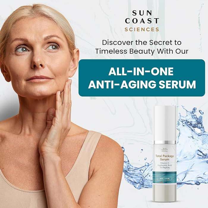 Sun Coast Sciences - Total Package Serum - Vitamin C Serum with Hyaluronic Acid & Peptides for Face - Hydrating Anti Aging Face Serum for Smoother, Firmer Looking Skin - 1 Fl Oz (Pack of 1) - Image 2