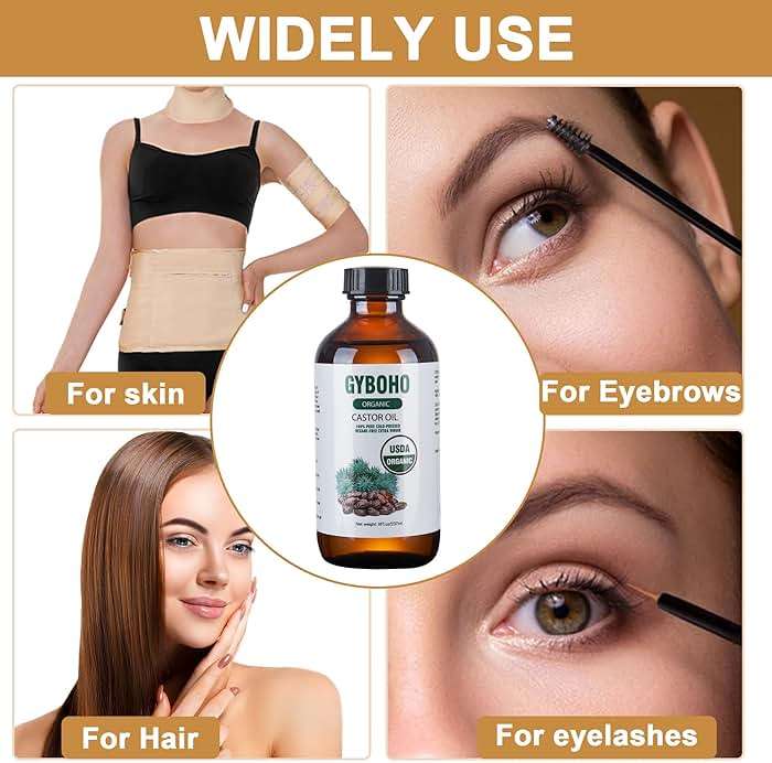 8oz Castor Oil Organic and 4pcs Reusable Castor Oil Pack Wrap Organic Cotton,for Stomach-Neck-Abdomen -Knee-Arm-Liver Detox,with Eyebrow and Eyelash Care Tool Set - Image 4