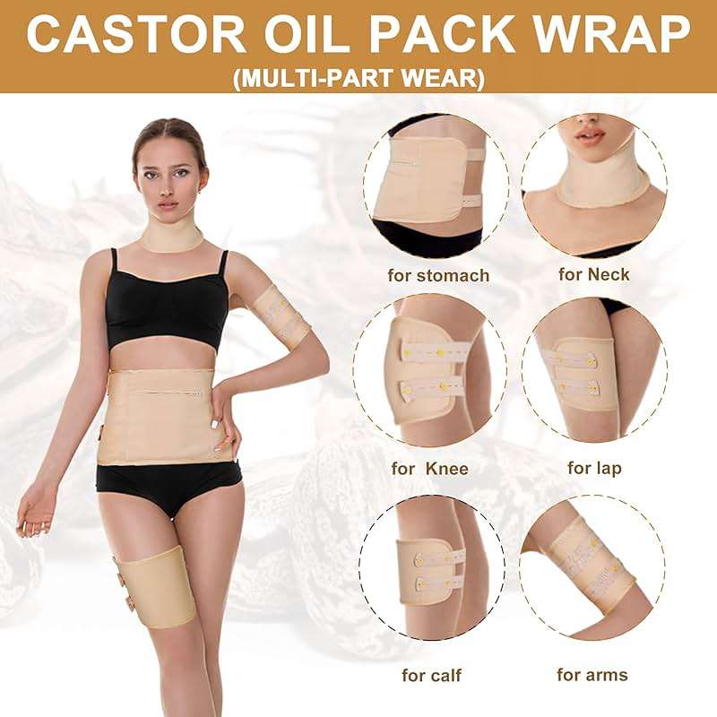 8oz Castor Oil Organic and 4pcs Reusable Castor Oil Pack Wrap Organic Cotton,for Stomach-Neck-Abdomen -Knee-Arm-Liver Detox,with Eyebrow and Eyelash Care Tool Set - Image 6