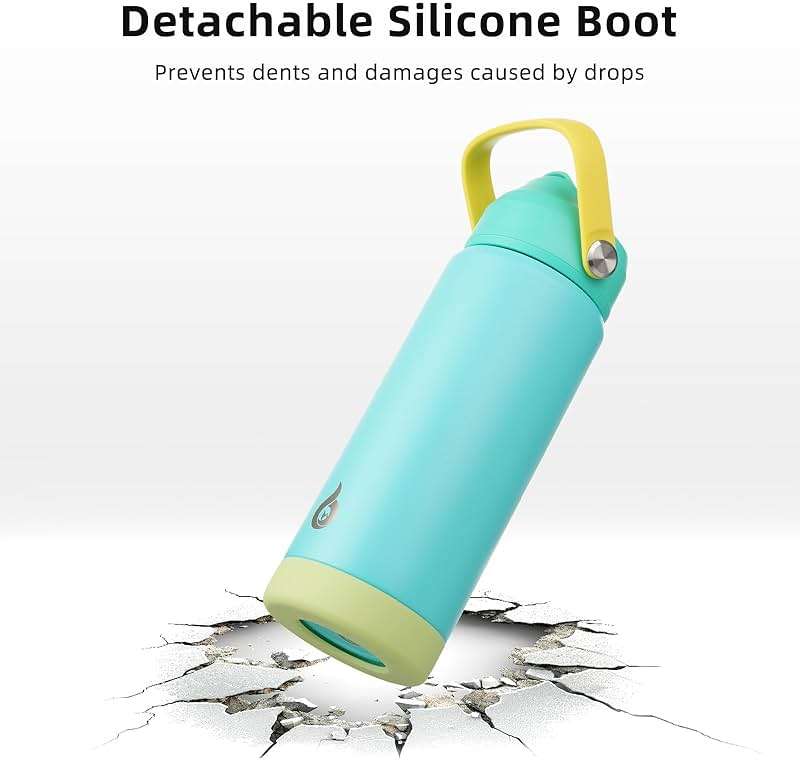 BJPKPK Insulated Water Bottle with Straw Lid, 18oz Thermo Water Bottles, Flex Handle & Non-slip Boot, BPA Free Leak Proof Stainless Steel Metal Thermo, Tumblers, Cups,Twilight Blue - Image 6