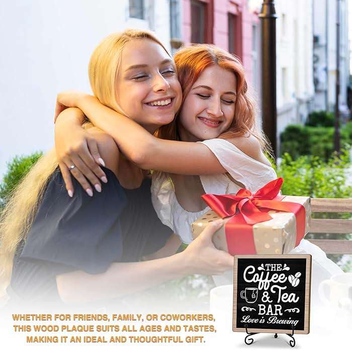 Coffee & Tea Bar Decor Signs & Table Decor, Tea Station Accessories, Themed Gifts - Wooden Desk Decor (H26) - Image 3