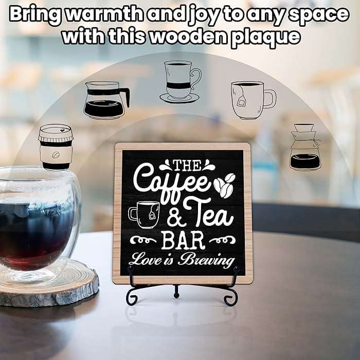 Coffee & Tea Bar Decor Signs & Table Decor, Tea Station Accessories, Themed Gifts - Wooden Desk Decor (H26) - Image 6