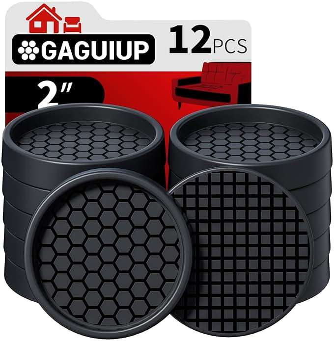 Non Slip Furniture Pads - 2" Anti Skid Caster Cups, 12PCS Round Furniture Coasters for Hardwood Floors, Anti Slide Furniture Cup Bed Couch Floor Protectors,Furniture Stoppers to Prevent Sliding(Black) - Image 1