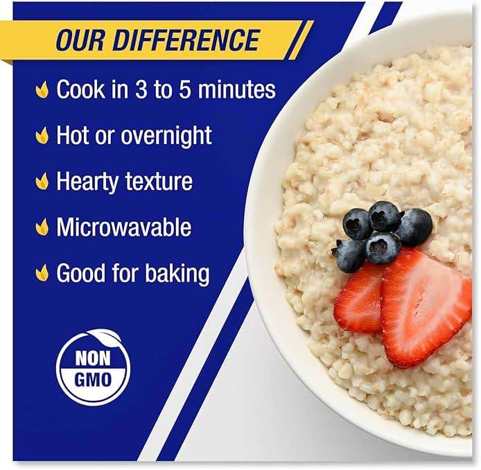 COACH'S OATS Whole Grain Oatmeal (48 oz) Pack of 2 | Cracked n’ Toasted | Quick-Cooking, Steel Cut Texture | Heart-Healthy, Delicious Breakfast | Microwavable, Stovetop, Overnight Oatmeal - Image 4