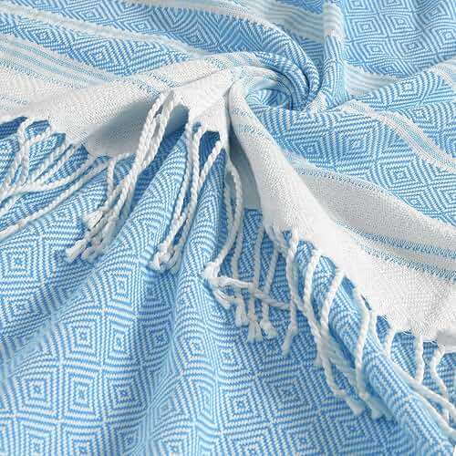 Genovega Oversized Turkish Beach Towels 74"x38" Thin Quick Dry Sand Free Pool Swim Bathing Towel Extra Large Blanket Adult Travel Essentials Cruise Accessories Must Haves Summer Light Blue Stuff - Image 5