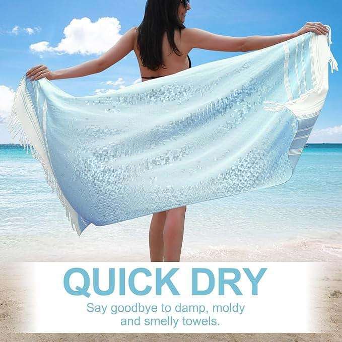 Genovega Oversized Turkish Beach Towels 74"x38" Thin Quick Dry Sand Free Pool Swim Bathing Towel Extra Large Blanket Adult Travel Essentials Cruise Accessories Must Haves Summer Light Blue Stuff - Image 6