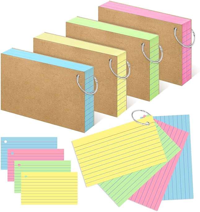 YAGUAO Colored Index Cards 3x5 Inch Heavyweight Flash Cards with Ring Lined Flashcards Note Cards for Studying School Supplies College, 200 Count - Image 1