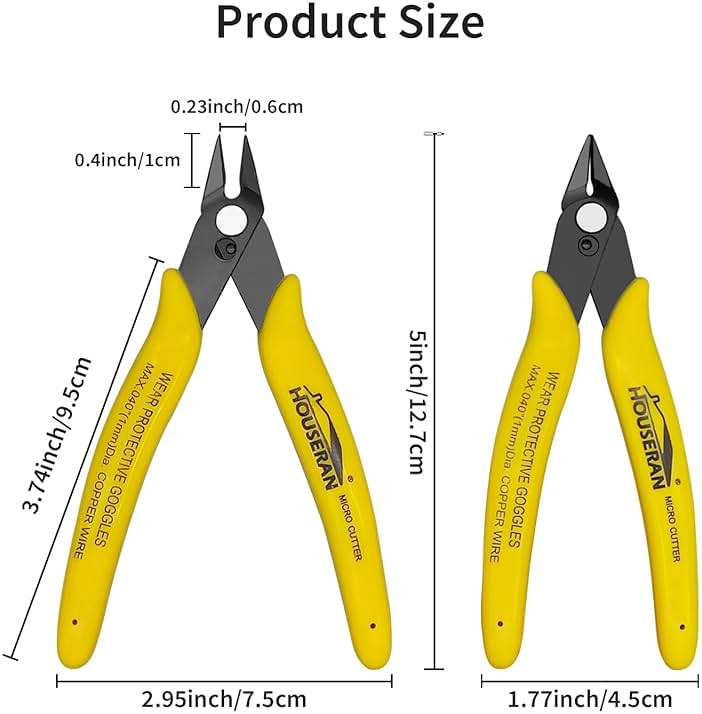 HOUSERAN Flush Cutters, 10 Pack, 5 Inch Micro Flush Cut Pliers with Spring, Side Cut Nippers, Mini Wire Cutters Model Nippers Flush Cutters for Jewelry Making, Plastic Models, Zip Ties, Electronics - Image 3