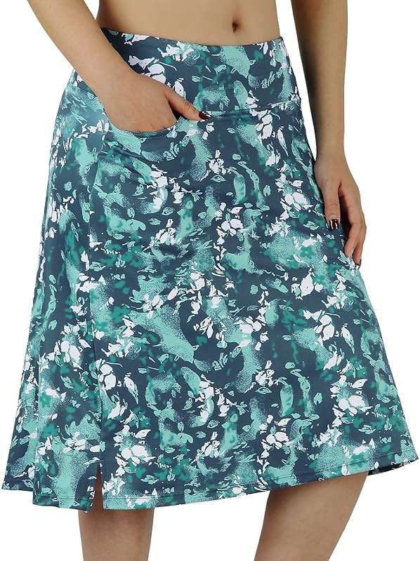BELEROY Knee Length Skorts Skirts for Women with Pockets Midi Skirt with Built-in Shorts Golf Tennis Skirt for Casual - Image 1