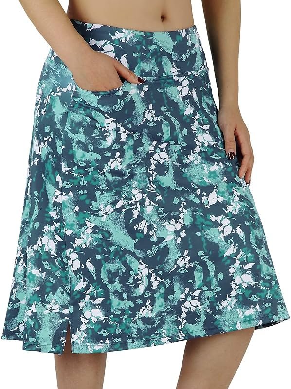 BELEROY Knee Length Skorts Skirts for Women with Pockets Midi Skirt with Built-in Shorts Golf Tennis Skirt for Casual - Product Image