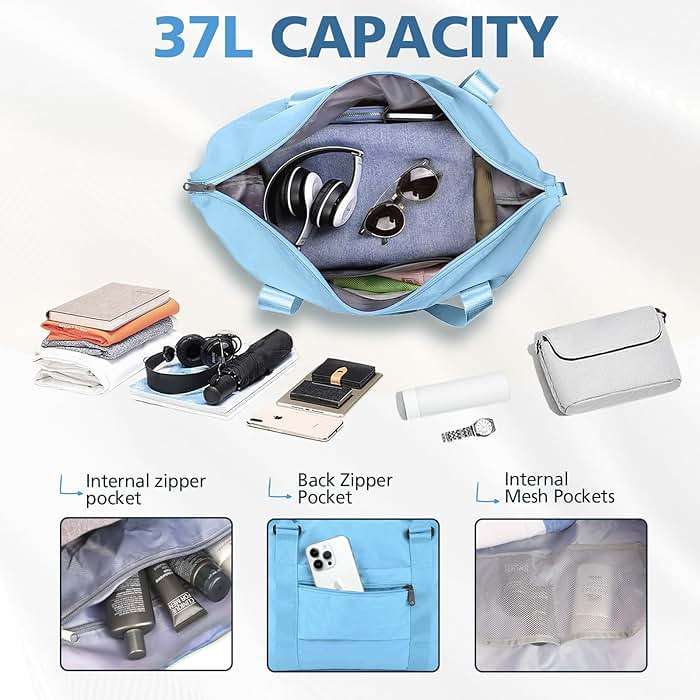 Travel Duffle, Waterproof Weekender Carry On Tote for Women, Travel Essentials Sport Gym for Men, Hospital Bag for Labor and Delivery, Overnight Luggage With Trolley Sleeve - Image 3