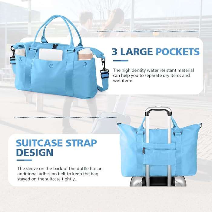 Travel Duffle, Waterproof Weekender Carry On Tote for Women, Travel Essentials Sport Gym for Men, Hospital Bag for Labor and Delivery, Overnight Luggage With Trolley Sleeve - Image 5