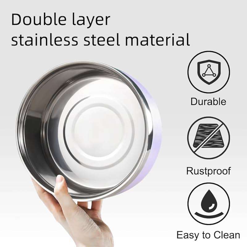 Personalized Dog Cat Bowl with Name Pattern,Laser Engraved Stainless Steel Pet Bowl Anti-Slip for Water Food,with 1 Non Customized Green Bowl (Purple, 25 oz) - Image 3