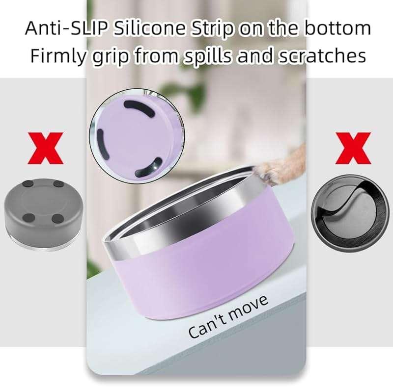 Personalized Dog Cat Bowl with Name Pattern,Laser Engraved Stainless Steel Pet Bowl Anti-Slip for Water Food,with 1 Non Customized Green Bowl (Purple, 25 oz) - Image 6