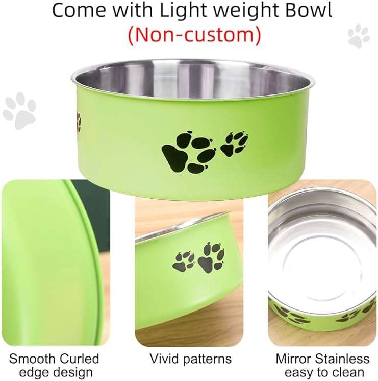 Personalized Dog Cat Bowl with Name Pattern,Laser Engraved Stainless Steel Pet Bowl Anti-Slip for Water Food,with 1 Non Customized Green Bowl (Purple, 25 oz) - Image 7