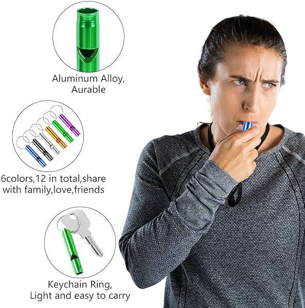 MIDELONG 6 pcs Emergency Whistle with Key Chain, Aluminum Extra Loud Safety Survival Whistle Keychain for Outdoor Sports Camping Hiking Boating Hunting, 6 Colors - Image 3