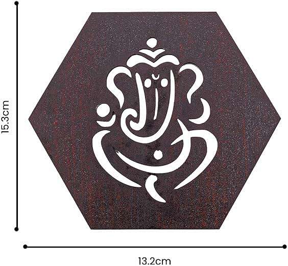 Tarini Gallery Wooden Ganesha Design Set of 3 Handcrafted Sculpture Wall Hanging Decorative Showpiece for Home Office Temple Yoga Meditation Décor and Gifting (Ganesh) - Image 3