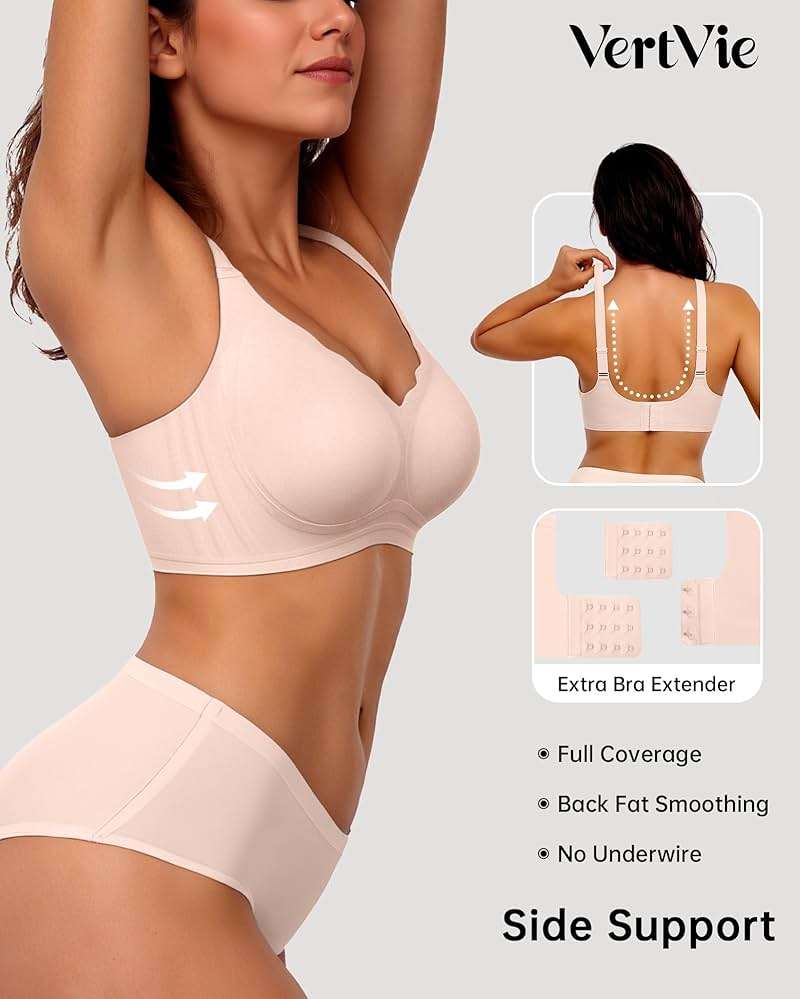 Vertvie Women Seamless Jelly Bras No Underwire Supportive Wireless Push Up Full Coverage Bralette Comfy Scalloped T-Shirt Bra - Image 3
