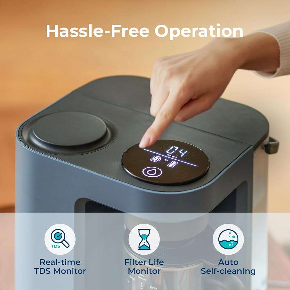 Bluevua RO100ROPOT-Lite Countertop Reverse Osmosis Water Filter System, 3:1 Pure to Drain Ratio, Portable RO Filtration with Remineralization, No Installation, WQA Certified, 7-Stage UV Blue - Image 4
