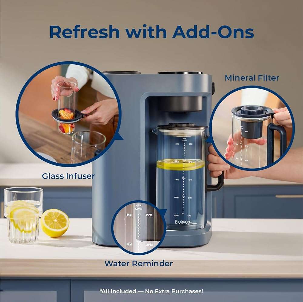 Bluevua RO100ROPOT-Lite Countertop Reverse Osmosis Water Filter System, 3:1 Pure to Drain Ratio, Portable RO Filtration with Remineralization, No Installation, WQA Certified, 7-Stage UV Blue - Image 5