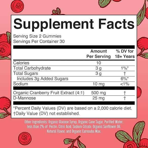 MARYRUTH'S Organics Organic Cranberry Gummies - 500mg Supplement | Urinary Tract Health for Women | with D Mannose | Traditional Use | USDA Organic | Vegan | Non GMO | 30 Servings - Image 5