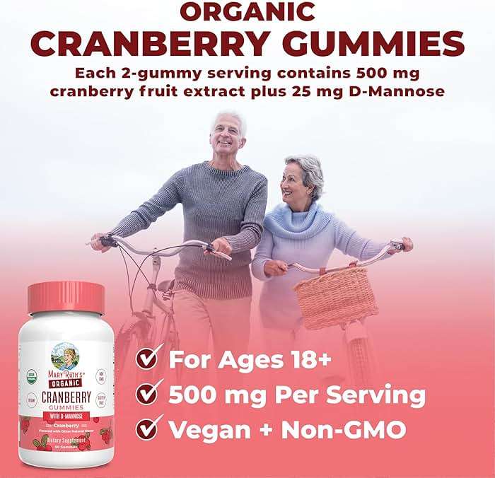MARYRUTH'S Organics Organic Cranberry Gummies - 500mg Supplement | Urinary Tract Health for Women | with D Mannose | Traditional Use | USDA Organic | Vegan | Non GMO | 30 Servings - Image 6