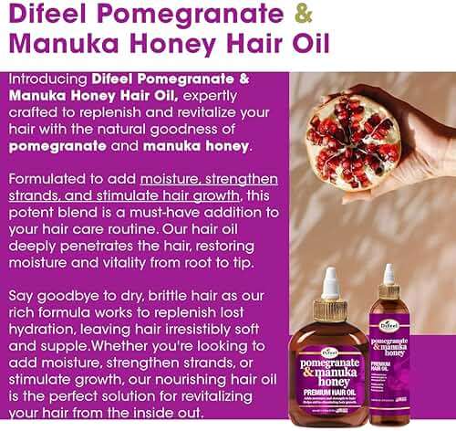 Difeel Pomegranate & Manuka Honey Hair Care Set - 12oz Shampoo, 12oz Conditioner, 8oz Leave-in Spray, 2.5oz Hair Oil - Image 7