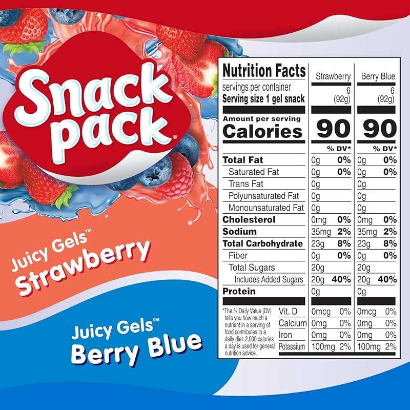 Snack Pack Strawberry and Berry Blue Flavored Juicy Gels Cups, 3.25 oz., 12-Count Family Pack - Image 2