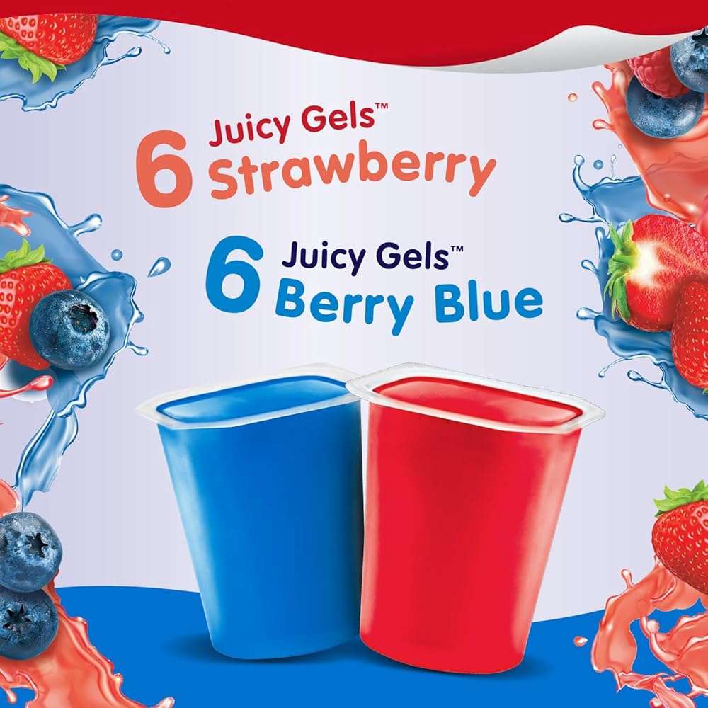 Snack Pack Strawberry and Berry Blue Flavored Juicy Gels Cups, 3.25 oz., 12-Count Family Pack - Image 3