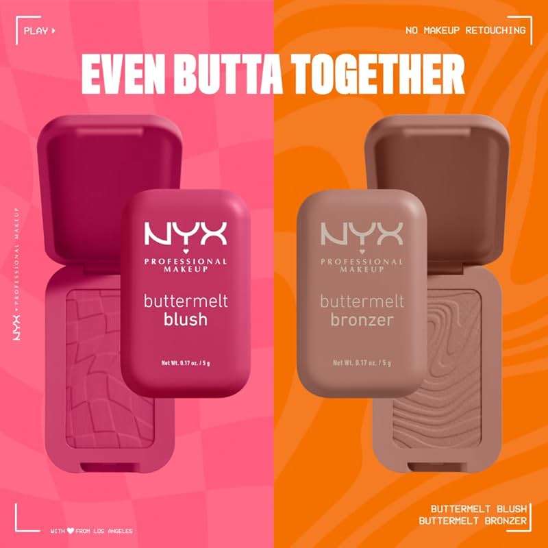 NYX PROFESSIONAL MAKEUP Buttermelt Powder Blush, Fade and Transfer-Resistant Blush, Up to 12HR Make Up Wear, Vegan Formula - Butta Together - Image 10