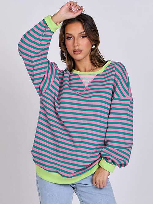 ANRABESS Women Striped Sweatshirts Oversized Crewneck Long Sleeve Shirts Y2K Pullover Top 2026 Fall Outfits Fashion Clothes - Image 4