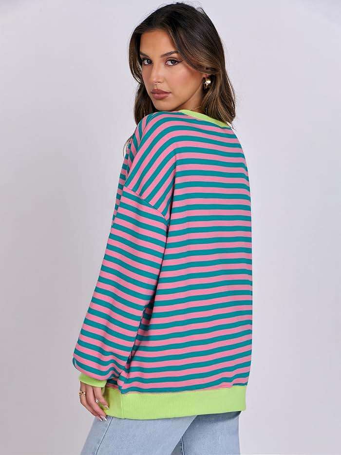 ANRABESS Women Striped Sweatshirts Oversized Crewneck Long Sleeve Shirts Y2K Pullover Top 2026 Fall Outfits Fashion Clothes - Image 5