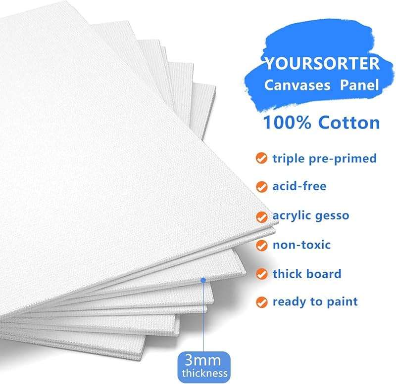 54 Pack 5x7 Inch Canvas Boards for Painting Bulk, Kids Art Novices Blank Painting Canvases, Gesso Primed Acid-Free 100% Cotton Canvas Panels for Acrylic Oil Watercolor Tempera Paint - Image 3