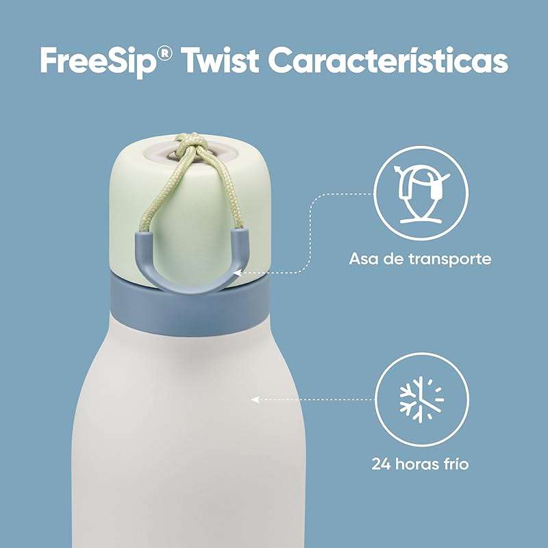 Owala FreeSip Twist Insulated Stainless Steel Water Bottle with Straw for Sports and Travel, BPA-Free, 24-oz, Green/White (Iced Breeze) - Image 3