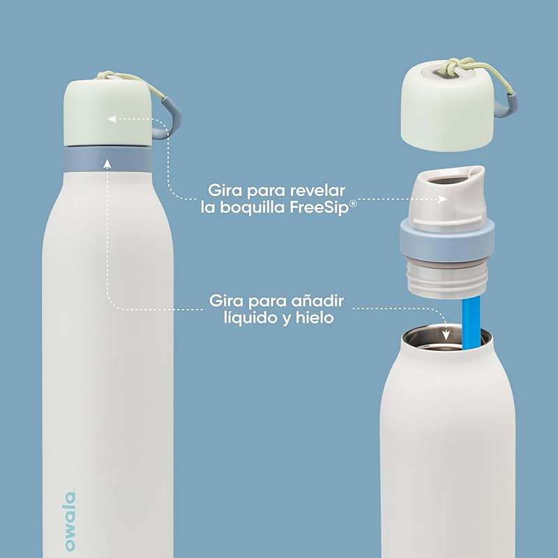 Owala FreeSip Twist Insulated Stainless Steel Water Bottle with Straw for Sports and Travel, BPA-Free, 24-oz, Green/White (Iced Breeze) - Image 4