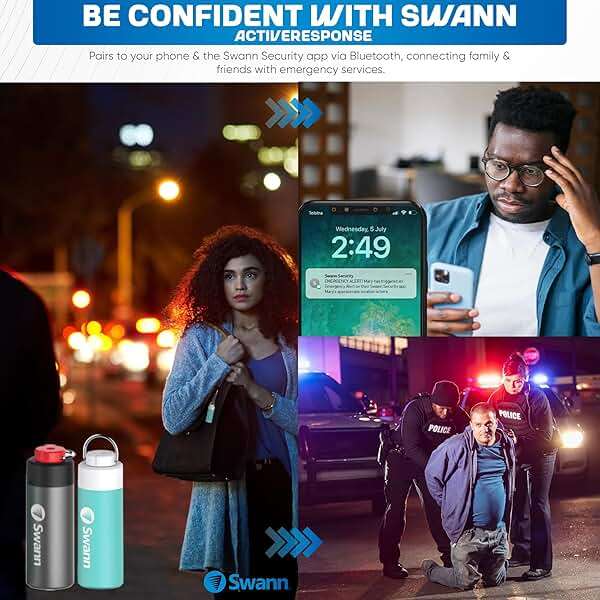 Swann ActiveResponse Mobile Personal Safety Alarm - 110dB Loud Emergency Siren with SMS Alerts & Mobile Connectivity, Long Battery Life, Smart SOS Safety Alarm, Key Chain, MPRS - Image 4