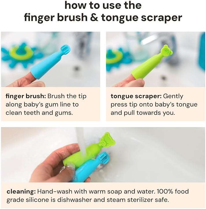 oogiebear Baby Finger Brush & Tongue Scraper - Gentle Oral Care, Soft Silicone, BPA-Free, for Infants & Toddlers - Image 3